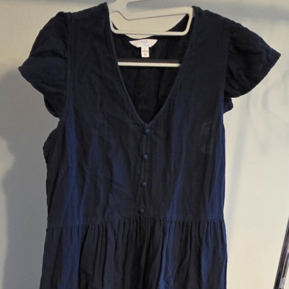 Little Black Dress Cotton Size 12 Large Lagenlook Flowy - Picture 2 of 15